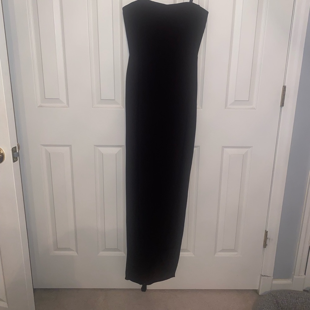 BCBG JESSE DRAPED STRAPLESS DRESS